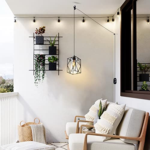 Hmvpl Plug In Pendant Light With Dimmer Switch, Outdoor Farmhouse Hanging Lights Fixtures For Gazebo And Porch, Plug In Ceiling Light For Kitchen Island Table Bedroom Hallway Foyer #TOP4