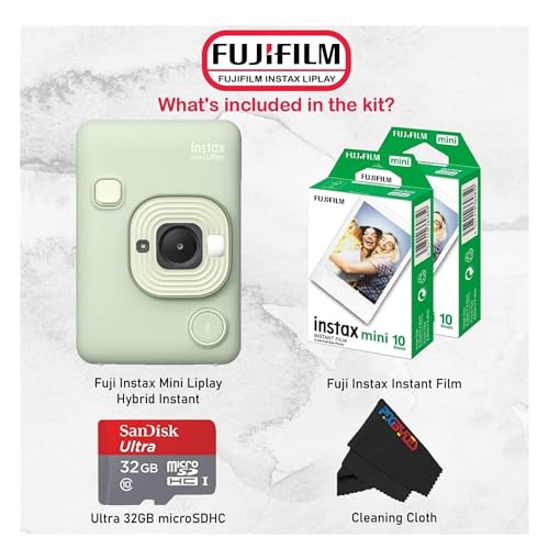 Image of Fujifilm Mini LiPlay Hybrid Instant Camera with Mini Film (Matcha Green, w / 40 Film Sheets)