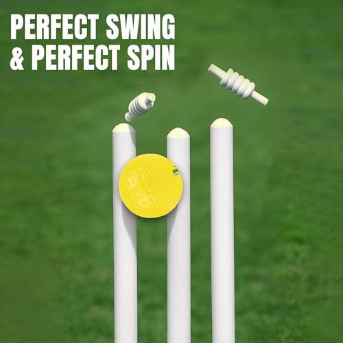Image of SCUD Swingo Wind Ball for Cricket, Specially Designed for Swing, Dual-Surface Half-Dimple & Half-Smooth Design, PVC | 72.39mm Diameter,105g (Pack of 6pc Balls, Neon Yellow)