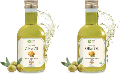 Image of Pure Nutrition Extra Light Olive Oil - 250ml Pet Bottle | 100% Cold Pressed, Pure & Edible | Ideal for Deep Frying & Indian Cooking | Skin, Hair Care & Baby Massage | Imported from Spain (Pack of 2)