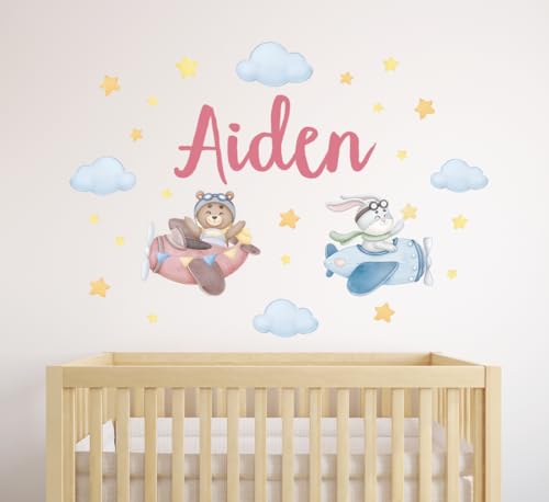 Vinilo Decorativo de Oso y Conejo Personalizado para Niños miniatura 3