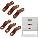 Hiili & Kaala 6 Pack Dresser Drawer Pulls Leather Handle Can Avoid Collisions The Perfect Cabinet Hardware for Protecting Children (2.5in Hole Center,Brown)