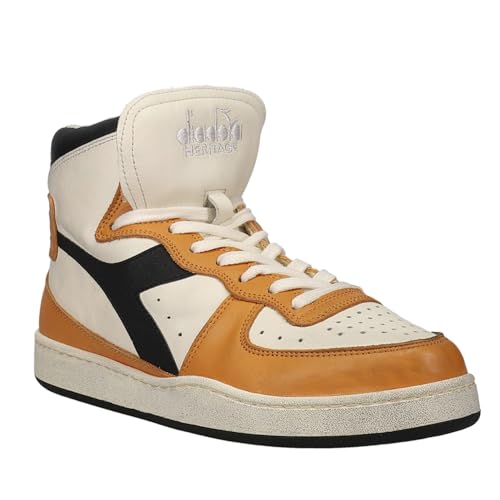 Diadora Mens Mi Basket Used High Sneakers Shoes Casual - Orange, White2