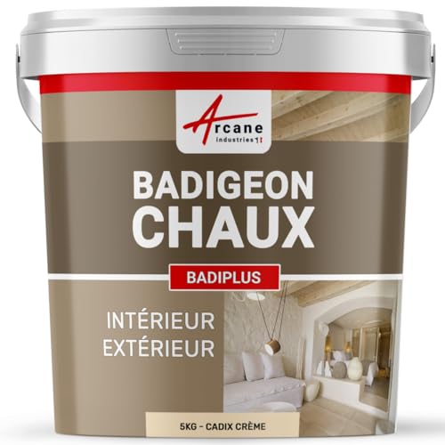 ARCANE INDUSTRIES Badigeon à la chaux, décoration intérieure, extérieur, maison : Badiplus - 5 kg (jusqu'à 25 m²) Cadix Crème