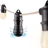 Outland Living Bluetooth String Lights with Speakers – 16.4 ft Outdoor LED Patio Lights, 8 Warm White E26 Bulbs + 2 Bluetooth 5.0 Speakers, Linkable to 32 ft, 10 ft Power Cord