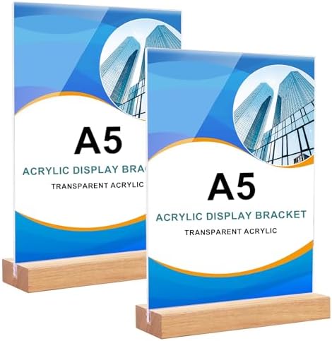 Lot De 2 Présentoirs Table A5 En Acrylique Transparent - Porte Affiches L Inclinés Menu Publicité