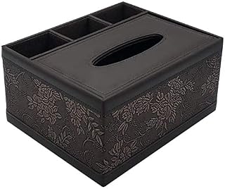 MAGGIFT Tissue Box,Stylish PU Leather Tissue Box Holder,Rectangular Retro Pattern Leather Facial Tissue