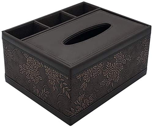 MAGGIFT Tissue Box,Stylish PU Leather Tissue Box Holder,Rectangular Retro Pattern Leather Facial Tissue Box Napkin Holder for Home Office