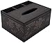 Maggift Tissue Holder with Desk Organizer, PU Leather Tissue Box with Remote Control Holder Brown