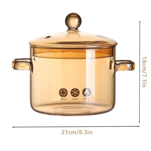 Olla de cristal a fuego lento de 8,7 pulgadas de vidrio ámbar resistente para cocina 8