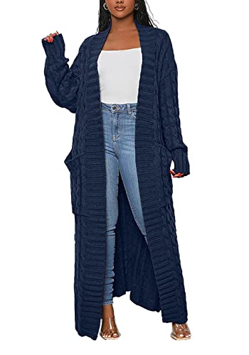 Image of Tcremisa Long Cable Knit Cardigans for Women Chunky Maxi Sweater Coat