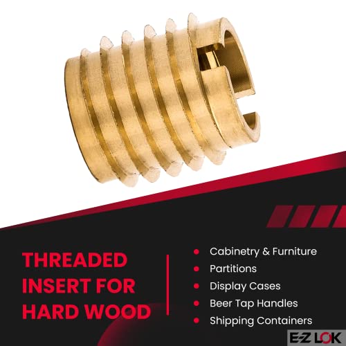 E-Z Lok Knife Threaded Insert For Hard-Wood, Brass Thread Inserts 5/16-24 Internal Threads, 0.625" Length Pack Of 10 #TOP1