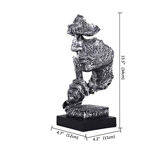Lependor Silence is Golden - Handcrafted Silent Men Statues Resin Abstract Sculpture Office Home Decor Figurine Gift - Silence Silver