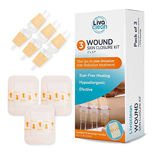 1 x 3.7†(3 Count) Wound Care Skin Closure Kit - Non-Invasive Adhesive Strips for Survival and First Aid Kit - Wound Care Products for Scar Reduction , Fast Healing, Skin-Friendly and Hypoallergenic