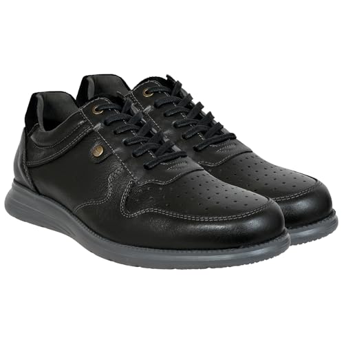 Image of Hx London Leather Men Perforations Round Toe Lightweight Sneakers