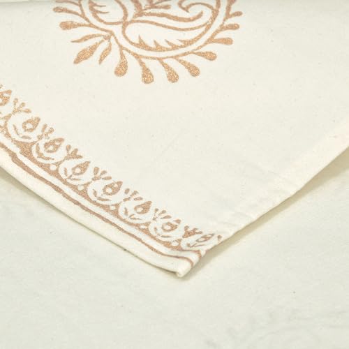 Image of BLOCKS OF INDIA Hand Block Printed Cotton Table Runner for Center /Dining Table(13 x 72 Inches) (Gold)