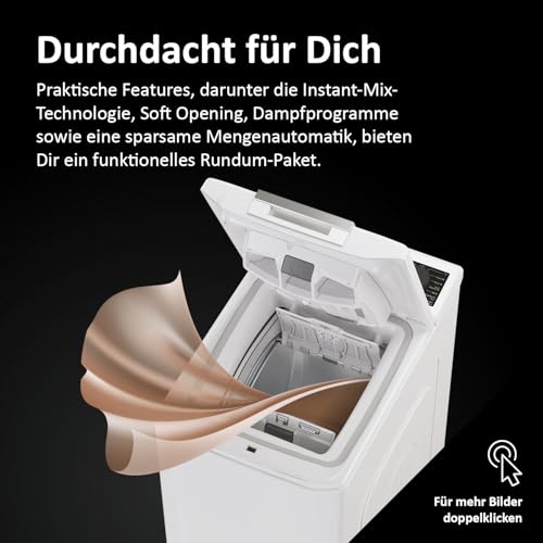 Haier Toplader Waschmaschine I Waschmaschine 40 cm breit mit 7kg Trommel, A-Effizienz, 1.400 U/Min. & Inverter-Motor I THASNQ476TM5-84 Waschmaschine schmal inkl. Wi-Fi, Dampffunktion & Mengenautomatik