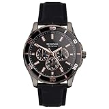 Sekonda Midnight Men’s 44mm Quartz Watch in Black with Analogue Display, and Black Leather Strap 30026