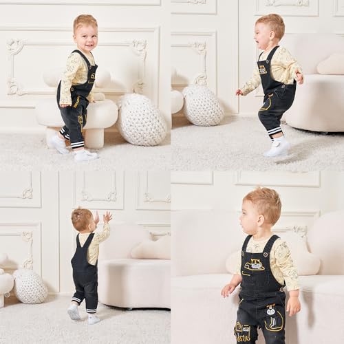 Image of Cute Baby Boy Clothes Suit Toddler Boys' Striped Long Sleeve T-Shirt+Denim Overalls Jumpsuit Pants Outfits Sets