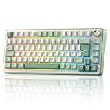 YUNZII B75 PRO ISO-DE Mechanische Gaming Tastatur, 75% QWERTZ Layout (DE) mit Drehknopf, BT5.0/2.4GHz/USB-C, Vorgeschmierte Schalter, RGB für Win/Mac/PC (Matcha Green, Milk Switch)