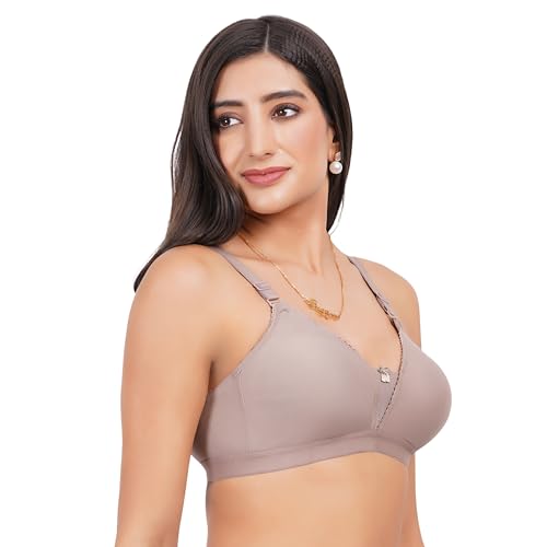 Image of Non Padded in B, C and D Cup Bra - Made of Pure Cotton Full Coverage Over Size Non Wired Pushup Soft Cup for T-Shirt Saree Dress Sports Garment for Daily Use Everyday