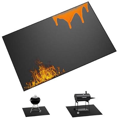 Techstarry 39 x 55 inch Heavy Duty Large Under Grill Mats for Outdoor Grill, Double-Sided Fireproof, Waterproof, Oil Proof Deck and Patio Protector Mat, BBQ Mat Grill Floor Mats Fireplace Fire Pit Mat