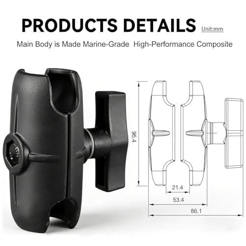 Image of Strg 1.5 inch Ball Mount with 3.7 inch Double Socket Arm, Rectangular Plate and Round Base, C Size 1.5 inch Ball Fish Finder Mount for Garmin Lowrance Fish Finder Mounting Tablet Laptop Mounting