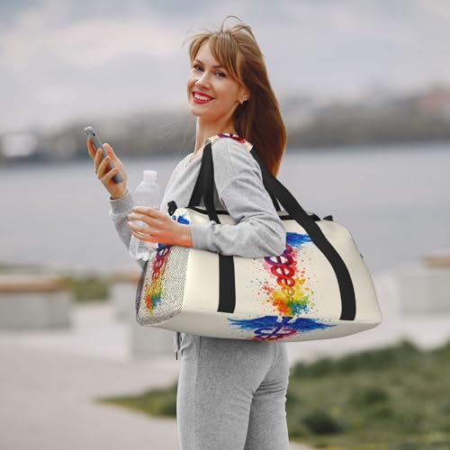 40l Gym Travel Duffel Bag Watercolor Medical Art Doctor Nurse Carry-On Workout Overnight Backpack4