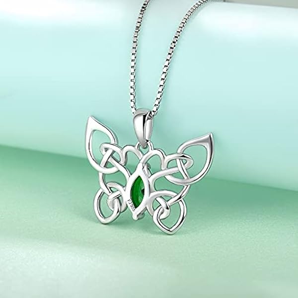 FJ Collar de Mariposa Plata de Ley 925 Collar Nudo Celta Colgante Piedra de Nacimiento Regalos de Joyería para Mujer Novia Esposa Mamá