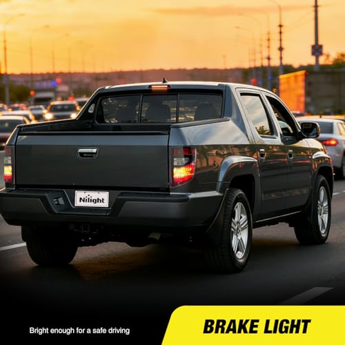 Image of Nilight Third Brake Light Tail High Mount 3rd Stop Lights Smoked Lens Compatible with Ridgeline 2006 2005 2006 2007 2008 2009 2010 2011 2012 2013 2014 Truck Rear Center Cab Lamp