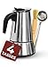 Cafetière Italienne - Convient pour l'Induction - 4 Tasses - Acier Inox - Avec Cuillère Doseuse et Brosse de Nettoyage
