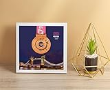 London Marathon, Marathon Medal Display Frame, Marathon Runner Gift, Running Medal Hanger, Personalized Frame, Marathon Display Case (Marathon, Half Marathon, 10K, 5K) (White Landmark)