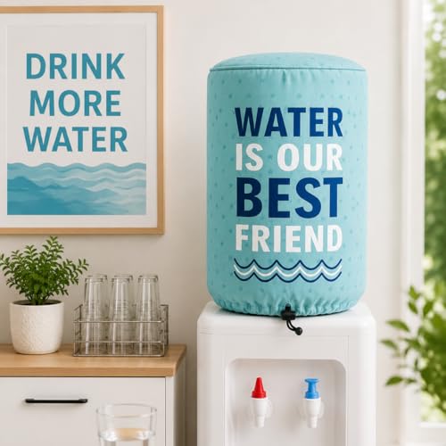 Image of Swayam 20 Litre Bottle Cover for Home & Office | Bottle Protector | Lace Closure at Bottom | Machine Washable | Environment Friendly | Digitally Printed | 42cm x 42cm x 30cm