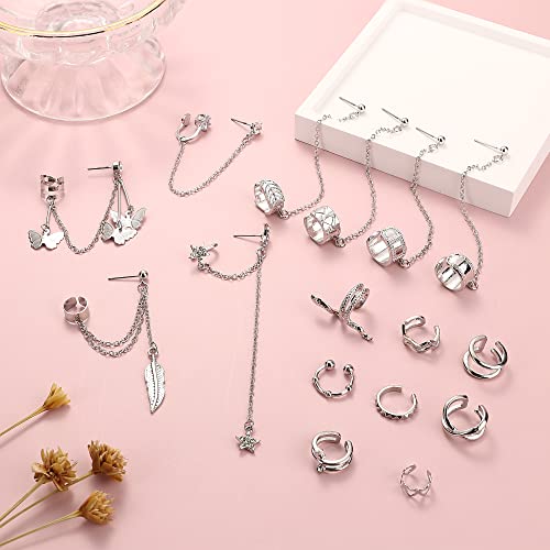 Besteel 16 Pcs Ear Cuff Earrings For Women Cuff Chain Earrings Helix Cartilage Cuff Earring Non Piercing Earring #TOP2