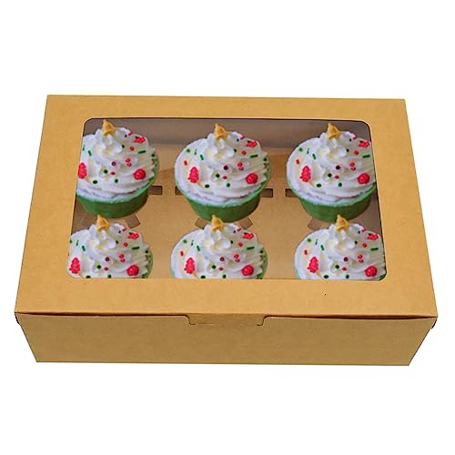 20pcs bulk cupcake boxes with transparent display window, clear Windows and inserts, portable baking containers,suitable for cupcakes, muffins, birthdays, weddings, bakery packaging (6 capsules) by GROOKZ - Image 6
