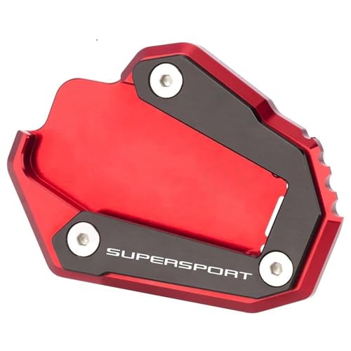 YZXOOP Seitenständer Verlängerung Motorrad-Seitenständerpolster Für Ducati Supersport 950 2017-2020 Supersports Supersport S 2022 Plattenständer-Verlängerungspolster(Red8)