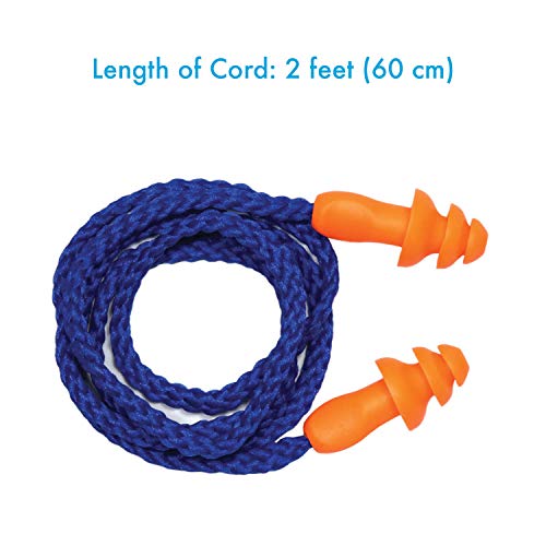 Image of 25 Pairs Corded Ear Plugs Soft Silicone Reusable Earplugs Noise Cancelling for Hearing Protection, Sleeping (Orange)