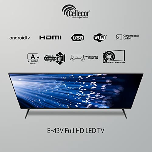 Image of CELLECOR 108 cm (43 inch) Full HD LED Certified Smart Android TV with Voice Remote (E43V)