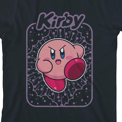 Kirby Star Background Crew Neck Short Sleeve Boy's Black T-Shirt2