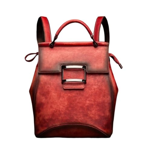 Sac à dos femme en cuir rouge vintage | Grand sac à main artisanal chic