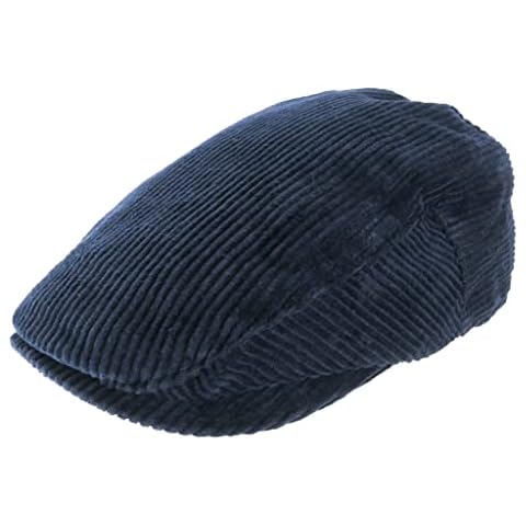 Charlton's of Northumberland Cord Flat Cap 100% Cotton Corduroy Peaked Hat Fully Lined[Navy,Large 59cm] Cover