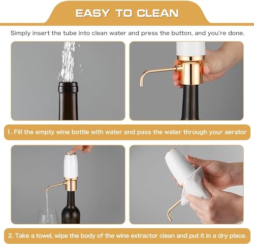 Image of Electric Wine Aerator Dispenser Electric Smart Decanter Professional USB Rechargeable Wine Decanter with Upgraded Adjustable Stainless Steel Telescopic Connecting Tube Wine Gift for Mom Wife