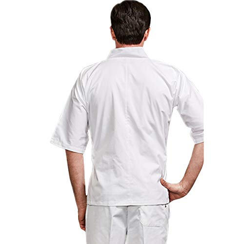 XINFU Chef's Japanese Kimono Unisex Uniform Short Sleeved Working Clothes Kitchen Restaurant Chef Jacket White
