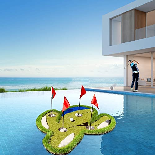 Floating Golf Green For Pool, Golf Chipping Green Floating Pads Swimming Pool Golf Pads Set Swimming Pool Golf Turf Mat Set Golf Games Gift For Golfers, Adults Outdoor Game (Green) #TOP3