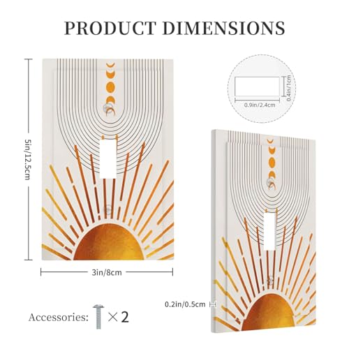 Decorative Light Switch Plate Covers Bohemian Gold Sun Moon Phase Arch 1 Gang Light Switch Cover Plate Single Toggle Wall Plate Outlet Covers Wall Plate Faceplate for Bedroom Decor
