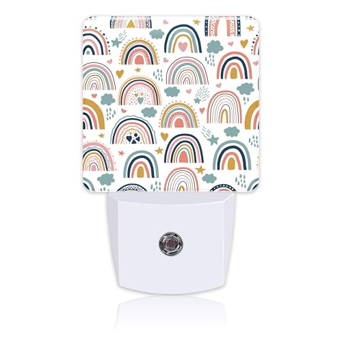 Image of Night Light for Kids Girls Boys, Cute Boho Rainbows LED Night Light Plug into Wall with Dusk to Dawn Sensor for Room Decor, Hallway, Kitchen, Bathroom, Nursery, Stairs