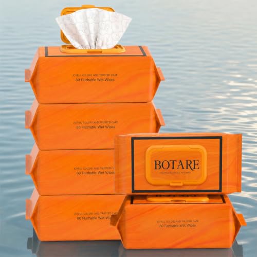 Image of Flushable Wet Butt Wipes for Adults (6 Packs of 80 Counts - 480 Count), Unscented Extra-Large Gentle Plus, 99% Purified Water with Aloe Essence, for Men & Women Bathroom Toilet Use