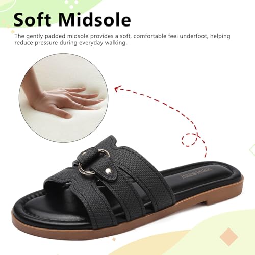 todaysunny Womens Flat Sandals Dressy Comfortable Open Toe Slip On Slide Sandals For Summer Beach Sandalias de Mujer - image 6