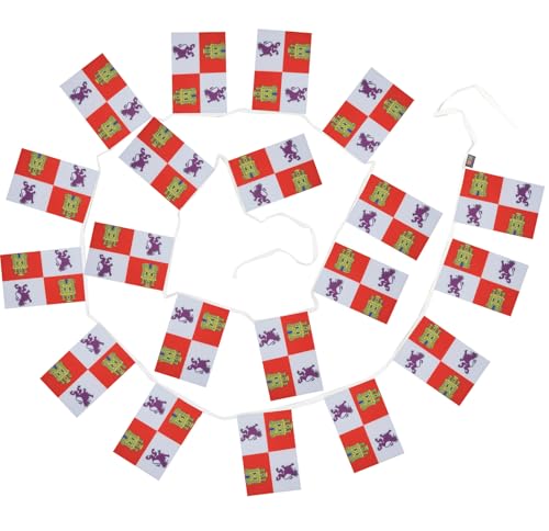 Image of AZ FLAG Castile and Leon 6 meters BUNTING Flag 20 flags 9'' x 6'' - Spanish region of Castilla y Leon STRING flags 15 x 21 cm