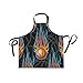 DOMIKING Damen Schürzen Basketball Hot Rod Flamme Schürze Unisex Küche Lätzchen Schürze mit Taschen Verstellbarer Hals zum Kochen, Backen, Gartenarbeit